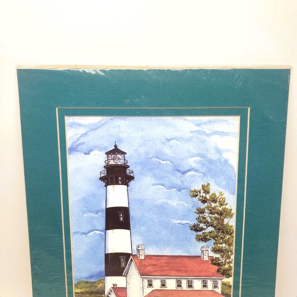 Vintage 1994 Bodie Island Lighthouse Donna Elias Print North Carolina Matted - Picture 2 of 4